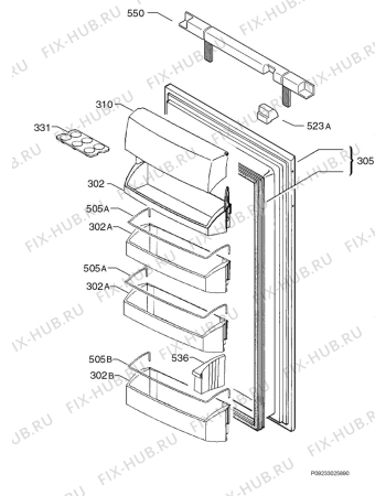 Взрыв-схема холодильника Aeg Electrolux SK98848I - Схема узла Door 003